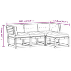 4-tlg. Garten-Lounge-Set mit Kissen Weiß Massivholz Kiefer