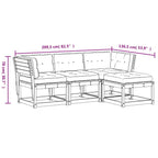 4tlg. Garten-Lounge-Set mit Kissen Wachsbraun Massivholz Kiefer