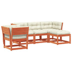5tlg. Garten-Lounge-Set mit Kissen Wachsbraun Massivholz Kiefer