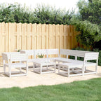 8-tlg. Garten-Lounge-Set Weiß Massivholz Kiefer