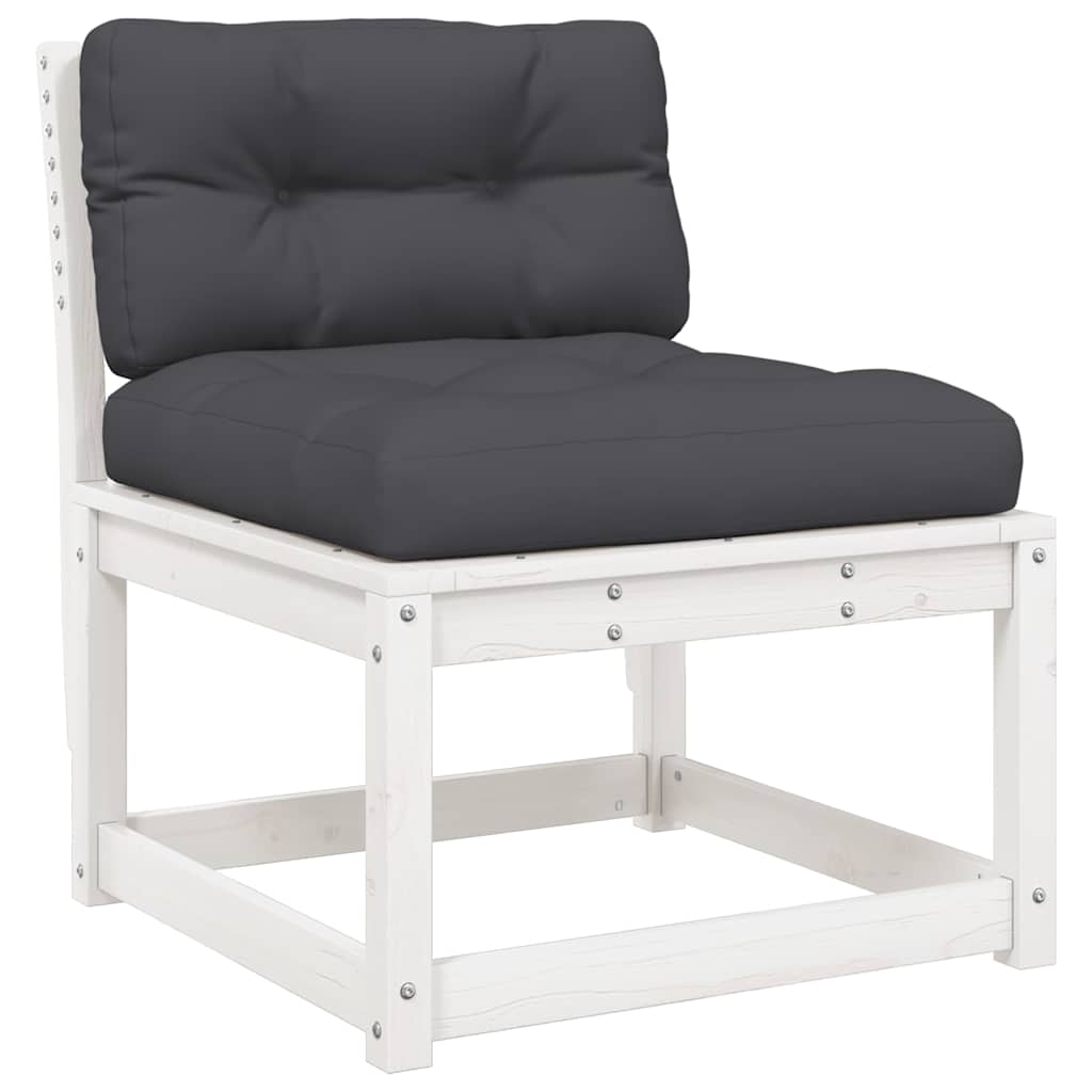 8-tlg. Garten-Lounge-Set mit Kissen Weiß Massivholz Kiefer