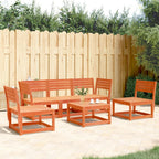 5-tlg. Garten-Sofagarnitur Wachsbraun Massivholz Kiefer
