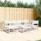 6-tlg. Garten-Sofagarnitur Weiß Massivholz Kiefer