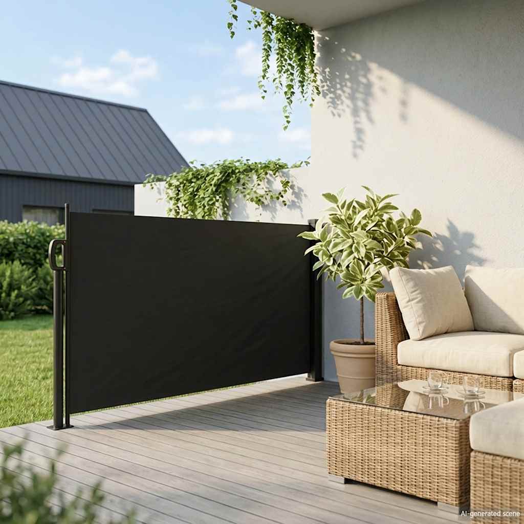 Seitenmarkise Ausziehbar Schwarz 100x500 cm