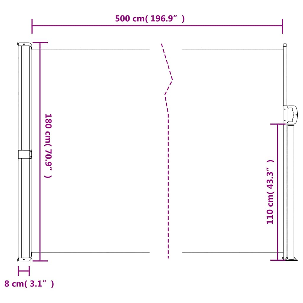 Seitenmarkise Ausziehbar Beige 180x500 cm