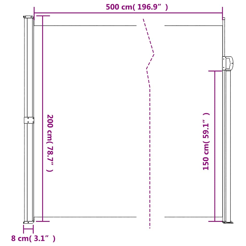 Seitenmarkise Ausziehbar Weiß 200x500 cm