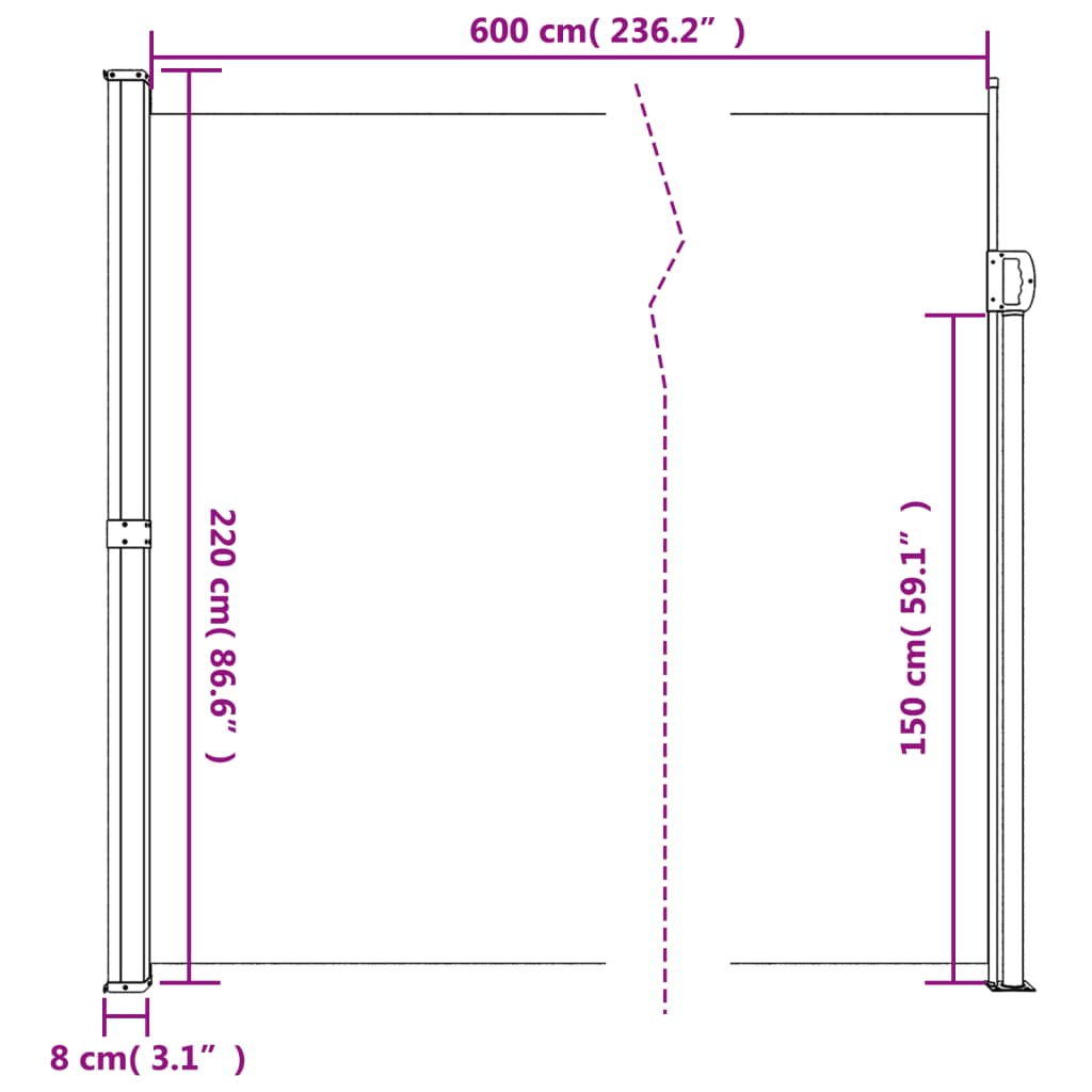 Seitenmarkise Ausziehbar Braun 220x600 cm