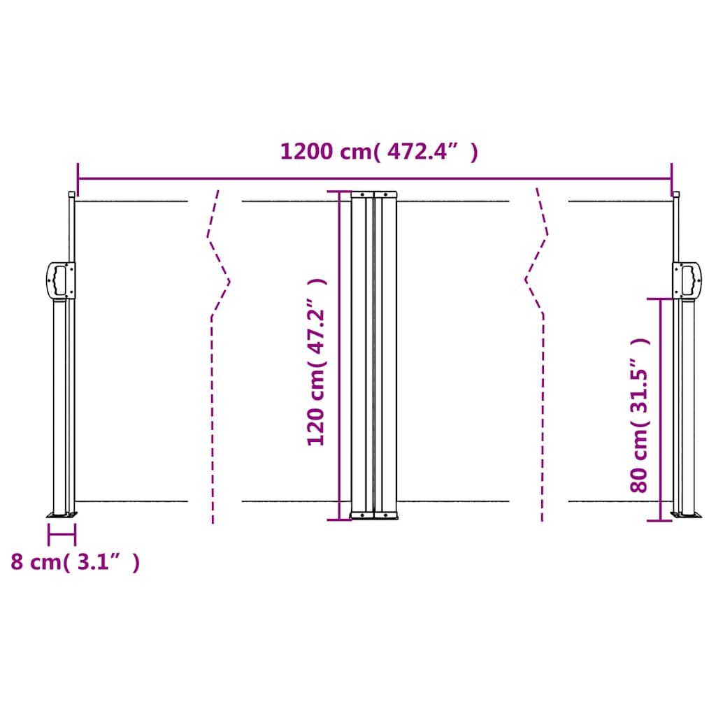 Seitenmarkise Ausziehbar Creme 120x1200 cm