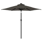 Sonnenschirm mit LED und Stahlmast Anthrazit 225x225x212 cm