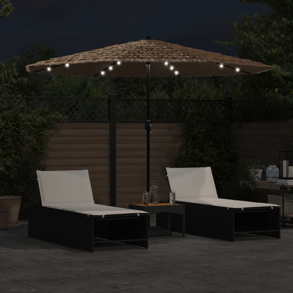 Sonnenschirm mit LED und Stahlmast Braun 324x324x247 cm