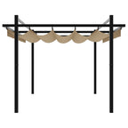 Gartenpavillon mit Ausziehbarem Dach Taupe 3x3 m Aluminium