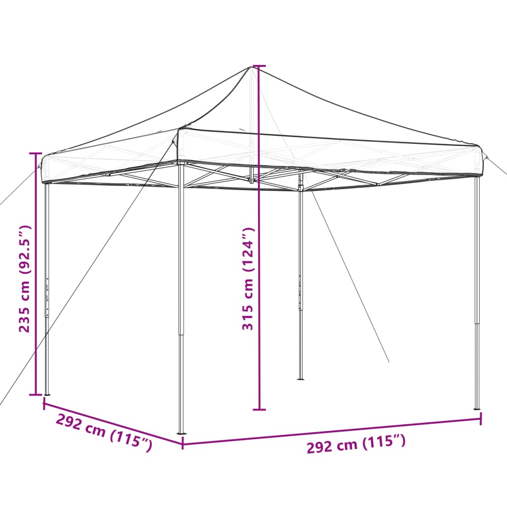Partyzelt Faltbar Pop-Up Schwarz 292x292x315 cm