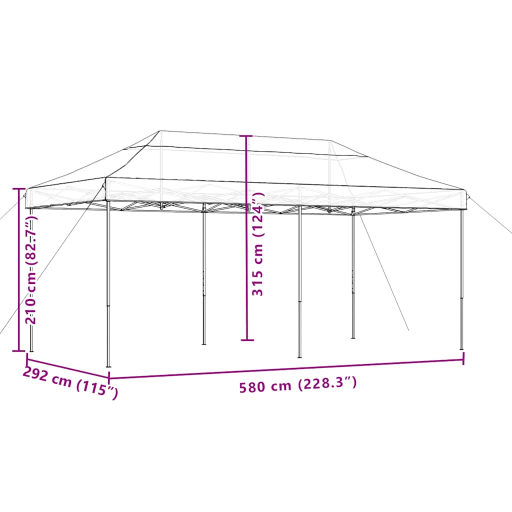 Partyzelt Faltbar Pop-Up Schwarz 580x292x315 cm