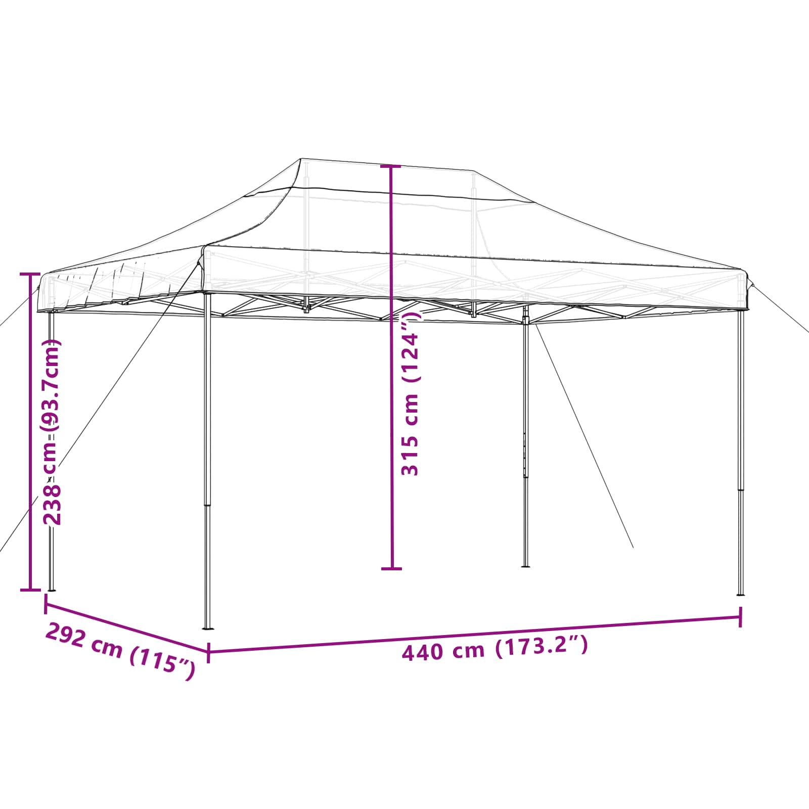 Partyzelt Faltbar Pop-Up Grün 440x292x315 cm