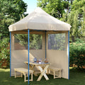 Partyzelt Faltbar Pop-Up mit 2 Seitenteilen Beige