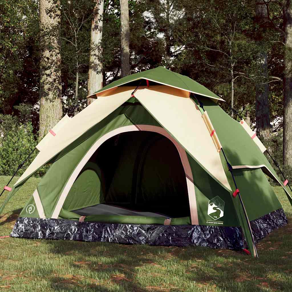 Kuppel-Campingzelt 3 Personen Grün Quick Release