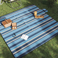 Picknickdecke Faltbar Blau und Weiß Gestreift 200x200 cm Samt