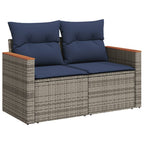 8-teiliges Gartensofa-Set mit Kissen, grau, Polyrattan