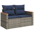 8-teiliges Gartensofa-Set mit Kissen, grau, Polyrattan