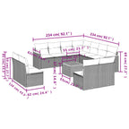 12-teiliges Gartensofa-Set mit Kissen, schwarzes Polyrattan