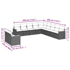 11-teiliges Gartensofa-Set mit Kissen, grau, Polyrattan