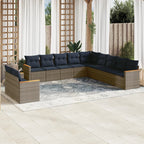 11-teiliges Gartensofa-Set mit Kissen, grau, Polyrattan