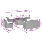 9-teiliges Gartensofa-Set mit Kissen, grau, Polyrattan