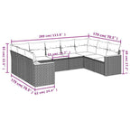 9-tlg. Garten-Sofagarnitur mit Kissen Schwarz Poly Rattan