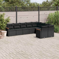 9-tlg. Garten-Sofagarnitur mit Kissen Schwarz Poly Rattan