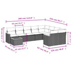 10-teiliges Gartensofa-Set mit Kissen, grau, Polyrattan