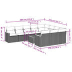 11-teiliges Gartensofa-Set mit Kissen, grau, Polyrattan