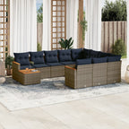 11-teiliges Gartensofa-Set mit Kissen, grau, Polyrattan