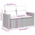 11-teiliges Gartensofa-Set mit Kissen, grau, Polyrattan