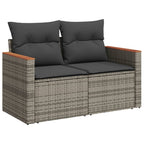 12-tlg. Garten-Sofagarnitur mit Kissen Grau Poly Rattan