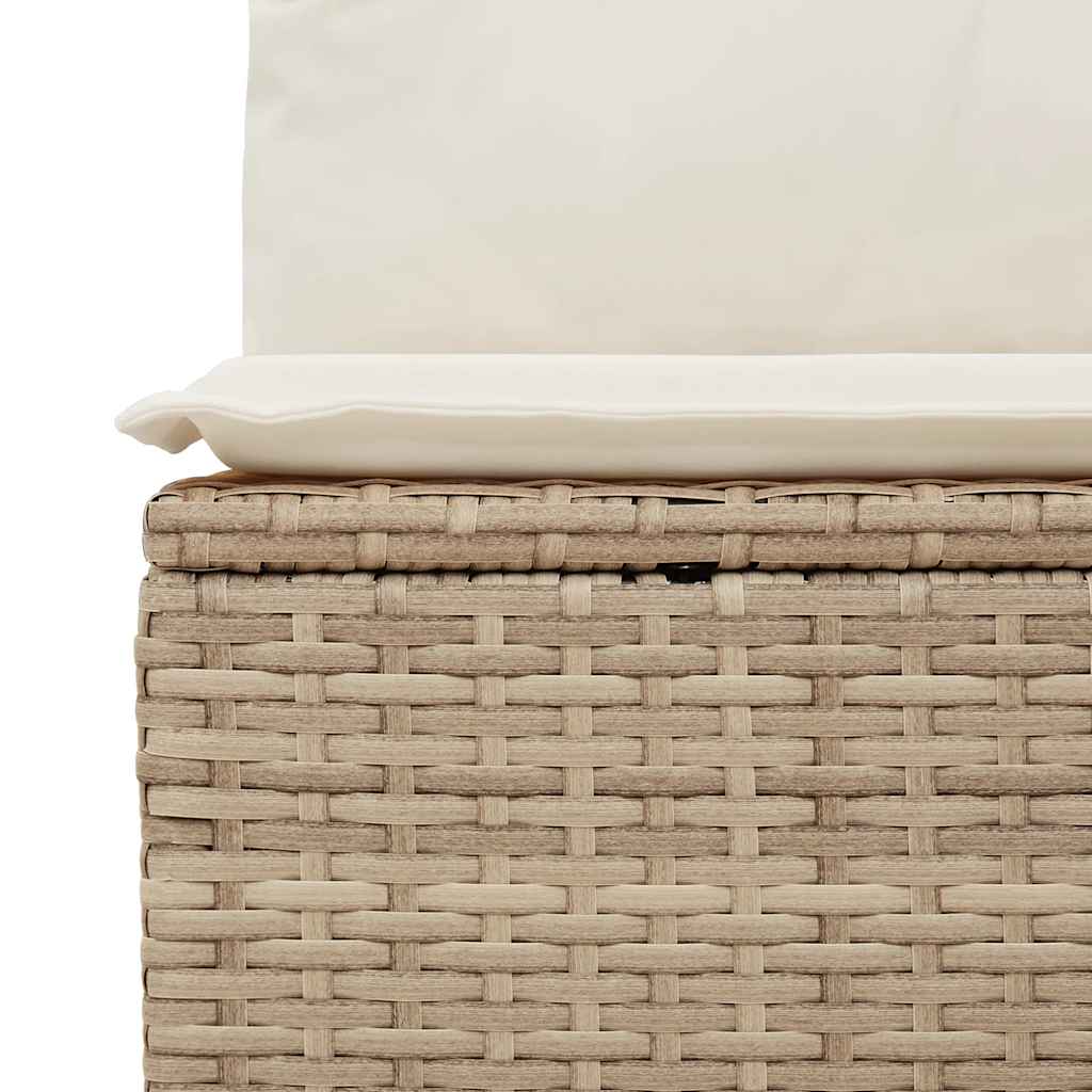 12-tlg. Garten-Sofagarnitur mit Kissen Beige Poly Rattan