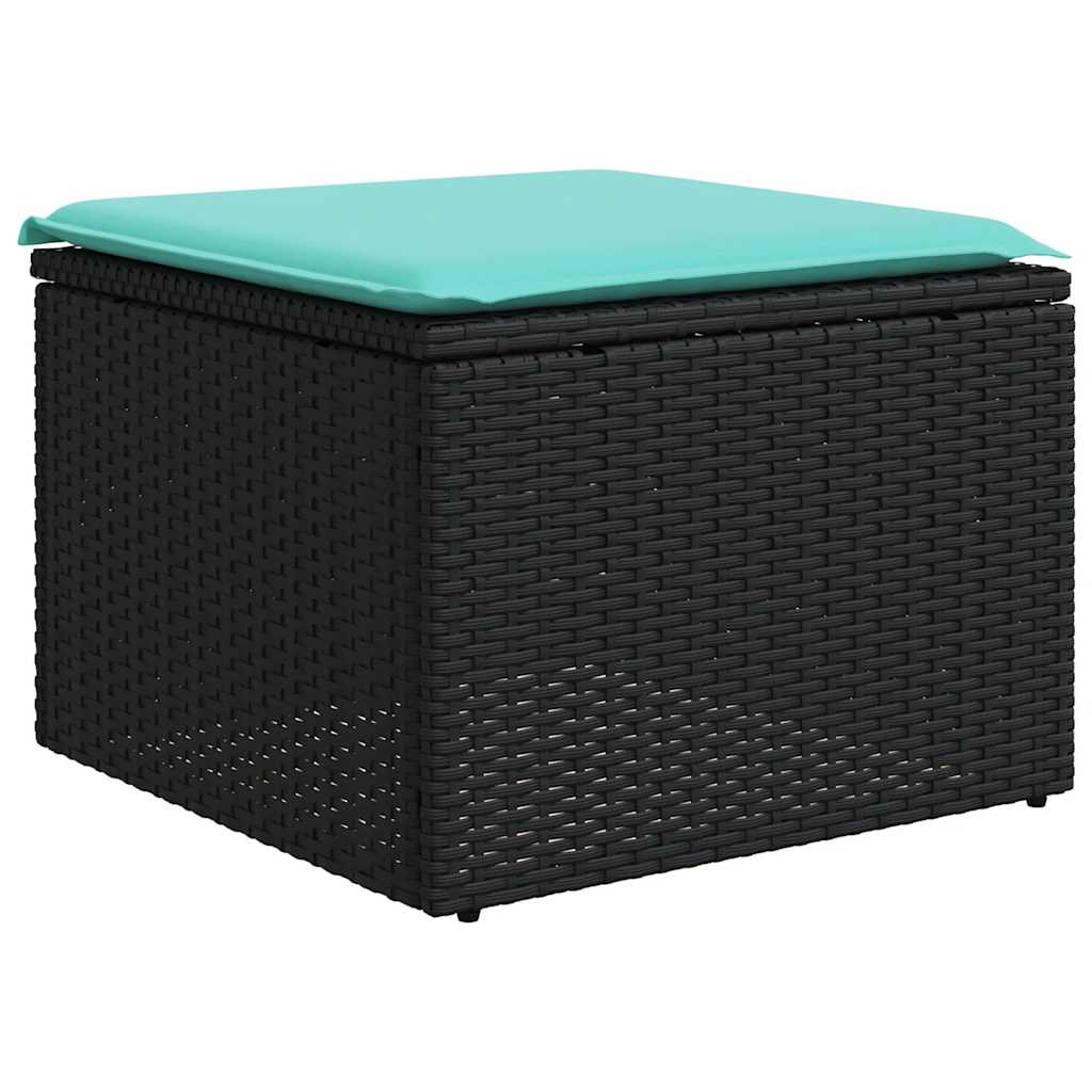13-teiliges Gartensofa-Set mit Kissen, schwarzes Polyrattan