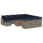 13-teiliges Gartensofa-Set mit Kissen, grau, Polyrattan
