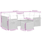 7-tlg. Garten-Sofagarnitur mit Kissen Grau Poly Rattan