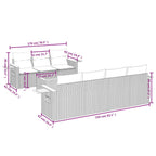 8-tlg. Garten-Sofagarnitur mit Kissen Grau Poly Rattan