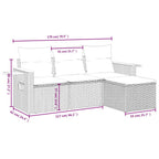 4-tlg. Garten-Sofagarnitur mit Kissen Beige Poly Rattan
