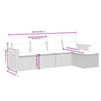 5-tlg. Garten-Sofagarnitur mit Kissen Grau Poly Rattan