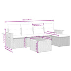6-tlg. Garten-Sofagarnitur mit Kissen Schwarz Poly Rattan