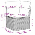 6-tlg. Garten-Sofagarnitur mit Kissen Grau Poly Rattan