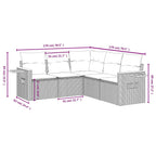 5-tlg. Garten-Sofagarnitur mit Kissen Grau Poly Rattan