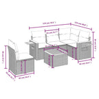 6-tlg. Garten-Sofagarnitur mit Kissen Schwarz Poly Rattan