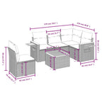 6-tlg. Garten-Sofagarnitur mit Kissen Grau Poly Rattan