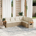 6-tlg. Garten-Sofagarnitur mit Kissen Beige Poly Rattan