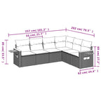6-tlg. Garten-Sofagarnitur mit Kissen Beige Poly Rattan