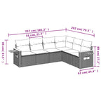6-tlg. Garten-Sofagarnitur mit Kissen Grau Poly Rattan