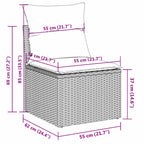 6-tlg. Garten-Sofagarnitur mit Kissen Grau Poly Rattan